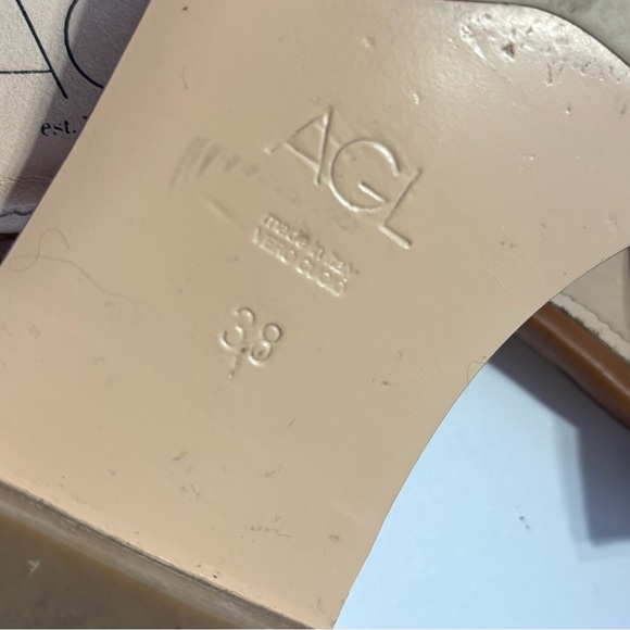 AGL Tan Leather Sandal with Gold Accents - Picture 5 of 5